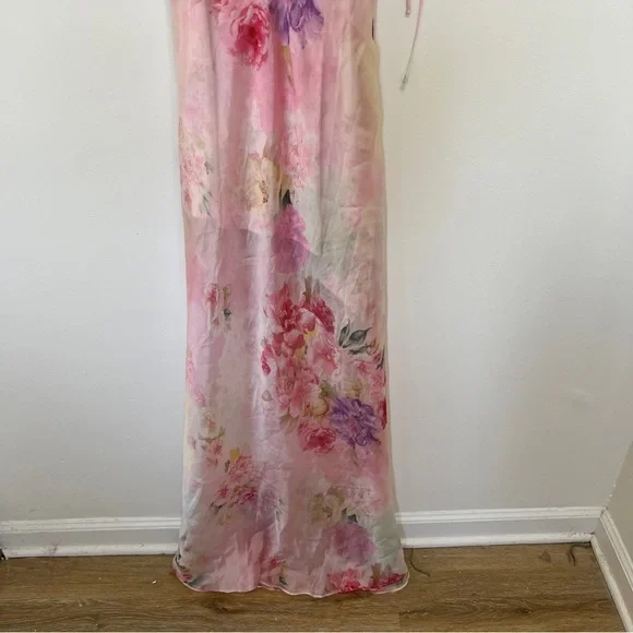 For Love & Lemons Lisa Sheer Floral Maxi Dress Pink Size XS - Picture 6 of 8